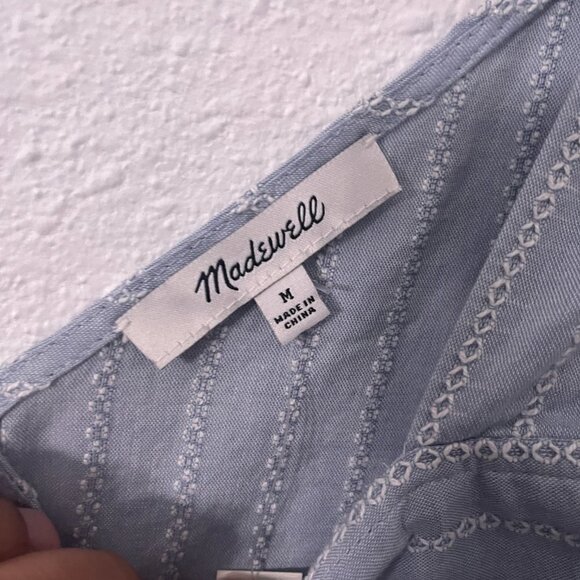 Madewell Striped Flutter-Sleeve Cross-Back Top Sweet Square-neck front Size M - Picture 5 of 9